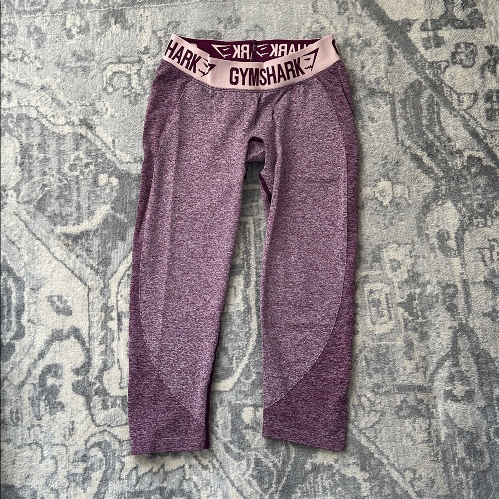 Gymshark Flex Cropped Leggings - Dark Ruby Marl/Blush Nude